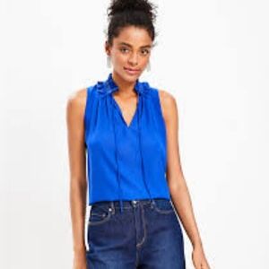 LOFT Women's Cobalt Blue Sleeveless Shell Top Blouse Work Wear Career Medium